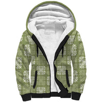 Vesuvian Green Palaka Quilt Hawaii Sherpa Hoodie Traditional Hawaii-plaid Pattern - Polynesian Pride