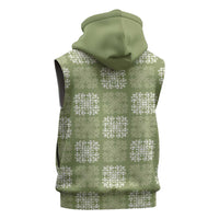 Vesuvian Green Palaka Quilt Hawaii Sleeveless Hoodie Traditional Hawaii-plaid Pattern - Polynesian Pride