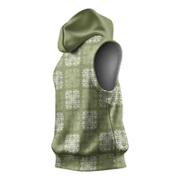 Vesuvian Green Palaka Quilt Hawaii Sleeveless Hoodie Traditional Hawaii-plaid Pattern - Polynesian Pride