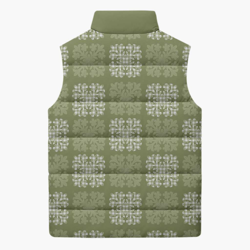 Vesuvian Green Palaka Quilt Hawaii Sleeveless Puffer Jacket Traditional Hawaii-plaid Pattern - Polynesian Pride