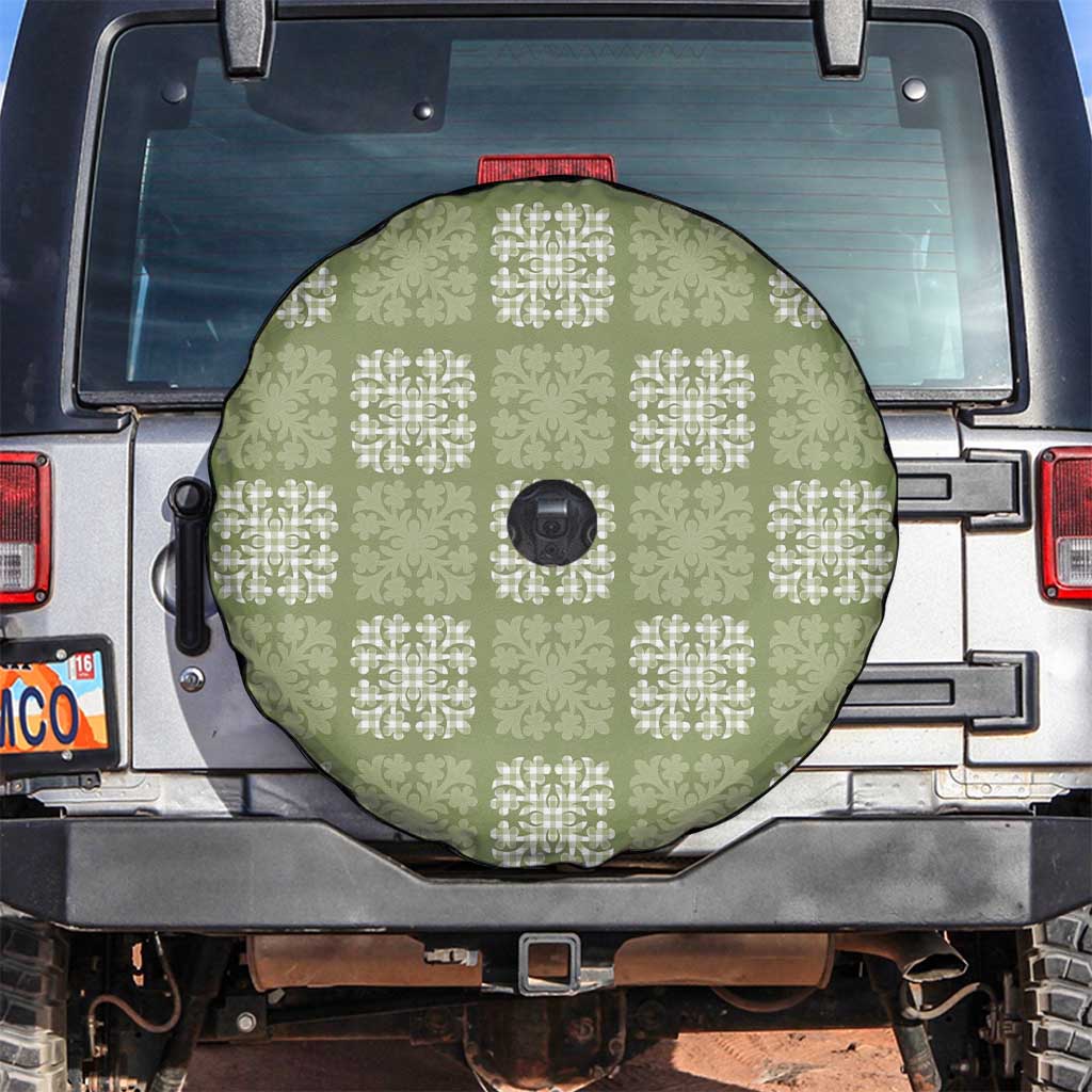 Vesuvian Green Palaka Quilt Hawaii Spare Tire Cover Traditional Hawaii-plaid Pattern - Polynesian Pride