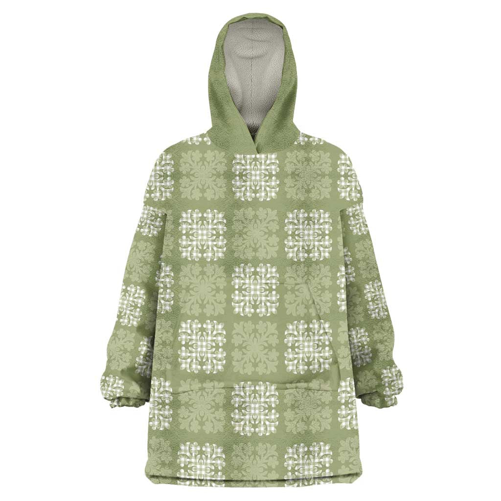 Vesuvian Green Palaka Quilt Hawaii Wearable Blanket Hoodie Traditional Hawaii-plaid Pattern - Polynesian Pride