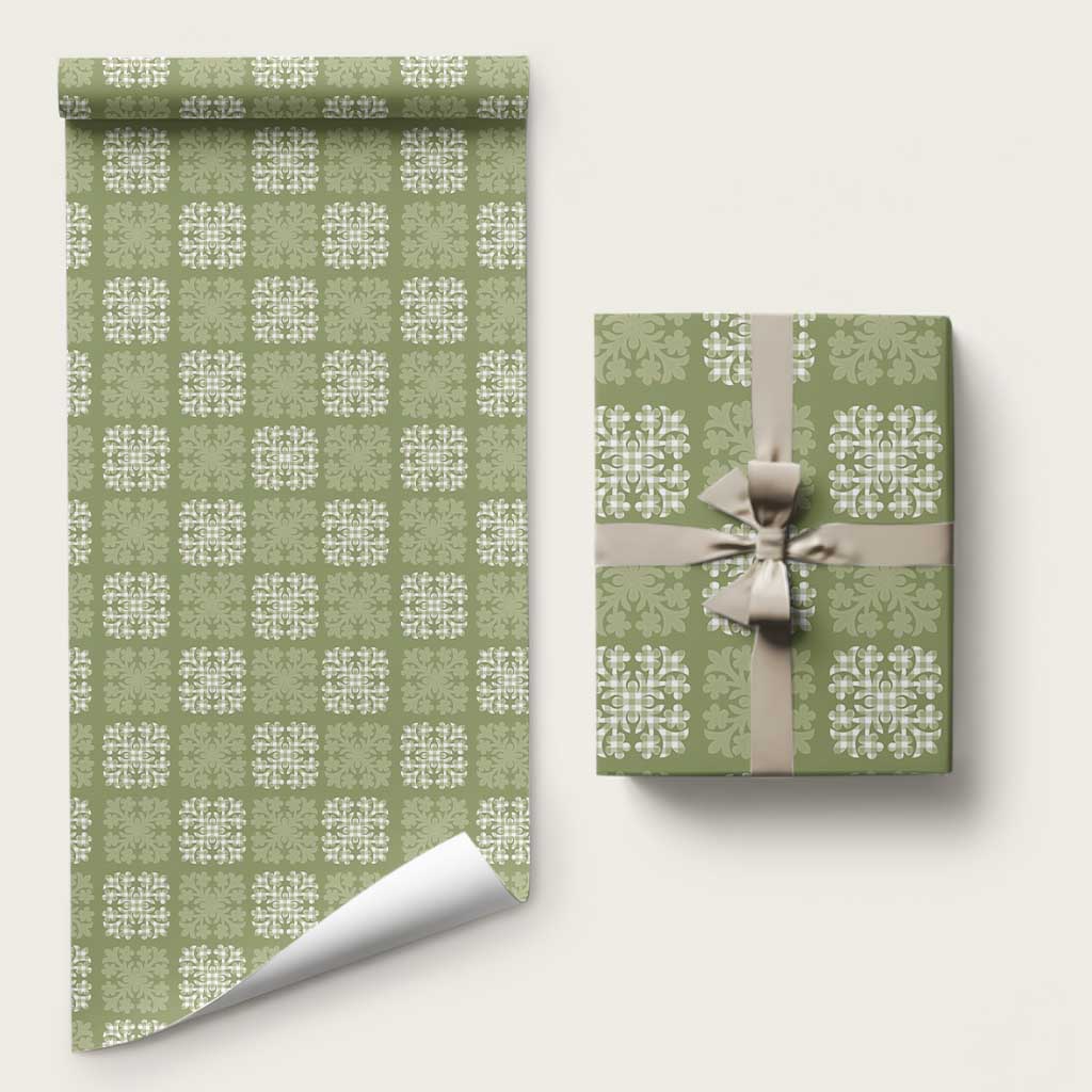 Vesuvian Green Palaka Quilt Hawaii Wrapping Paper Traditional Hawaii-plaid Pattern - Polynesian Pride