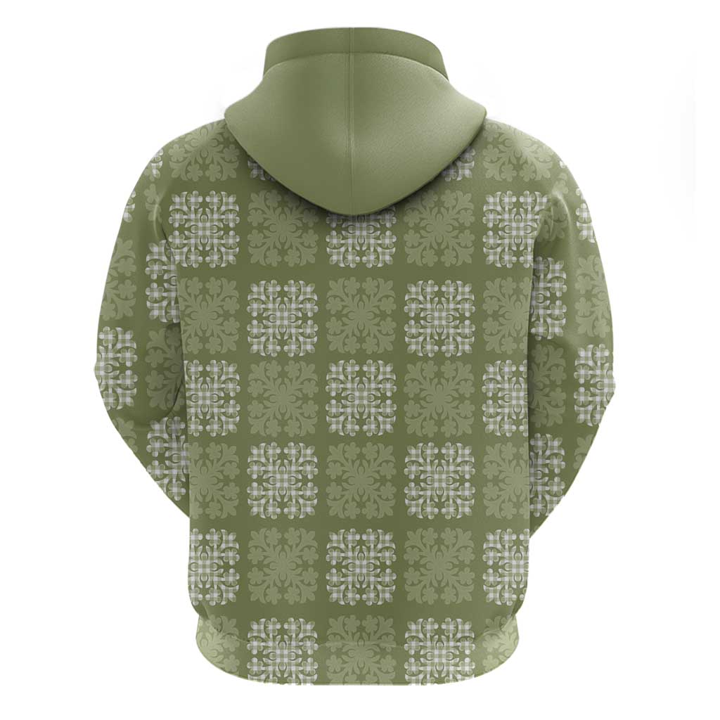 Vesuvian Green Palaka Quilt Hawaii Zip Hoodie Traditional Hawaii-plaid Pattern - Polynesian Pride