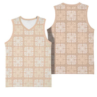 Beige Palaka Quilt Hawaii Basketball Jersey Traditional Hawaii-plaid Pattern - Polynesian Pride
