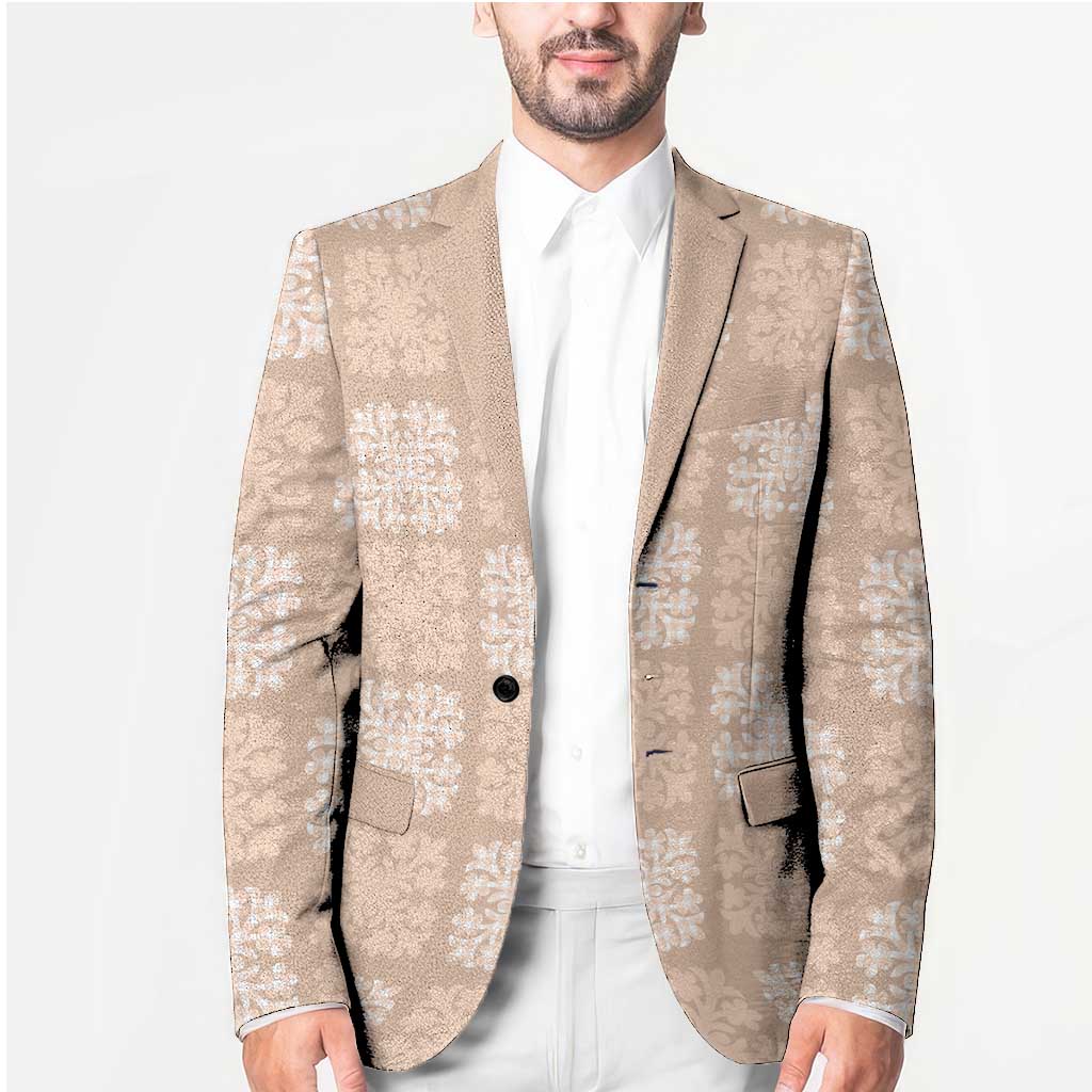 Beige Palaka Quilt Hawaii Blazer Traditional Hawaii-plaid Pattern - Polynesian Pride