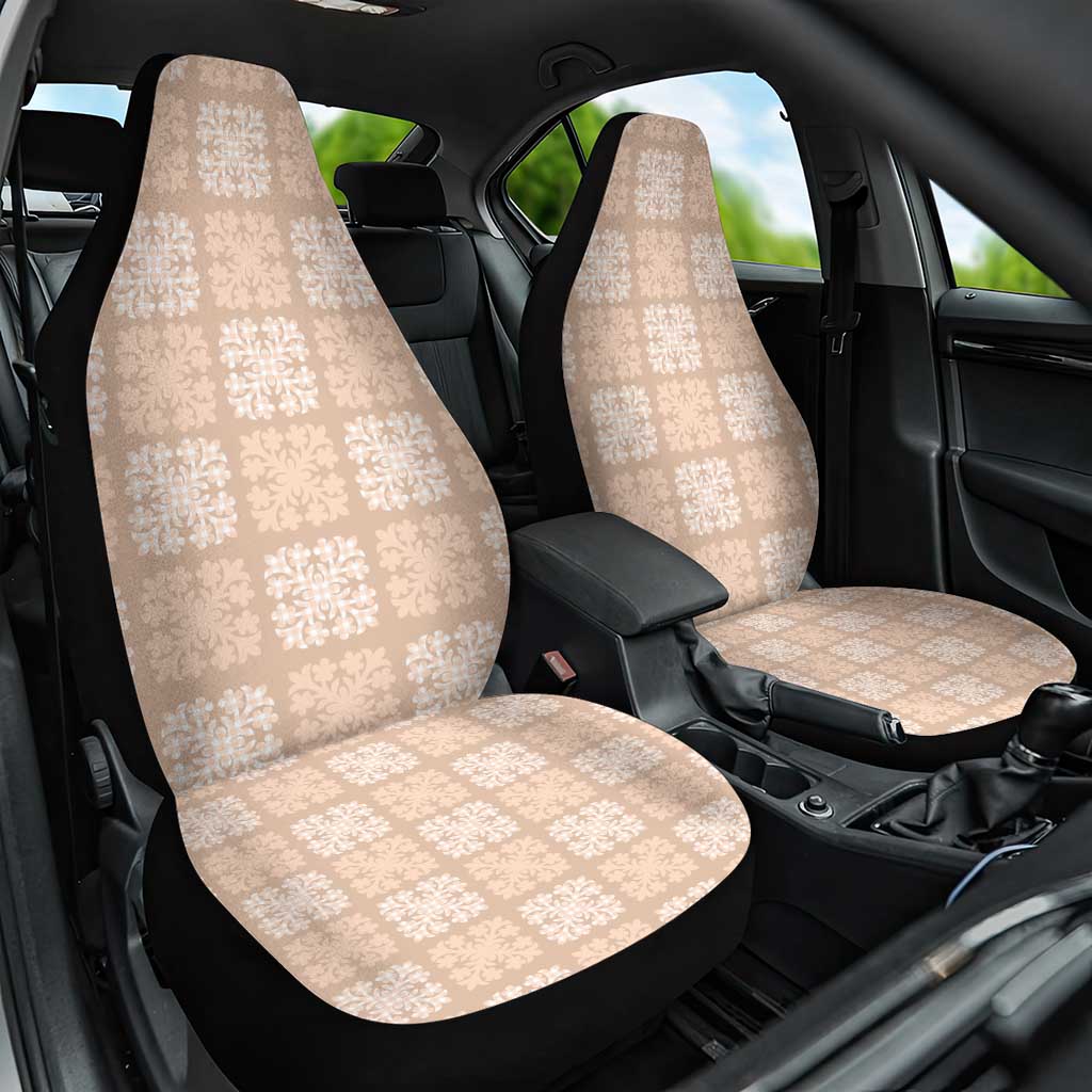 Beige Palaka Quilt Hawaii Car Seat Cover Traditional Hawaii-plaid Pattern - Polynesian Pride