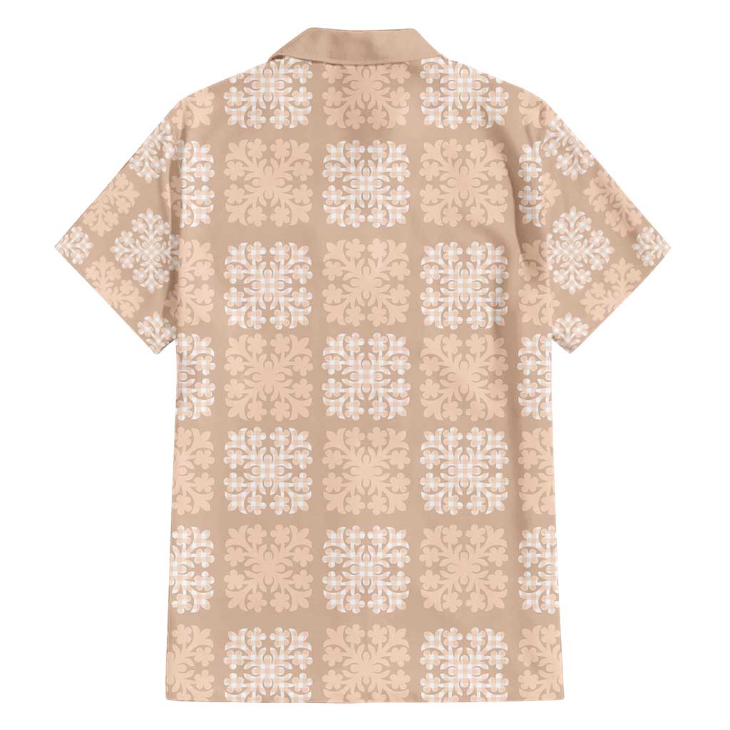 Beige Palaka Quilt Hawaii Family Matching Long Sleeve Bodycon Dress and Hawaiian Shirt Traditional Hawaii-plaid Pattern - Polynesian Pride