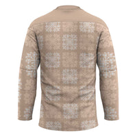 Beige Palaka Quilt Hawaii Hockey Jersey Traditional Hawaii-plaid Pattern - Polynesian Pride