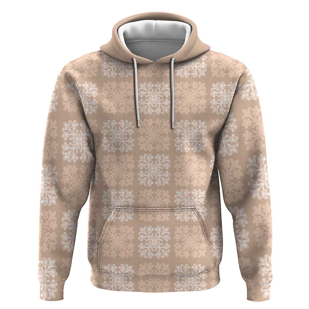 Beige Palaka Quilt Hawaii Hoodie Traditional Hawaii-plaid Pattern - Polynesian Pride