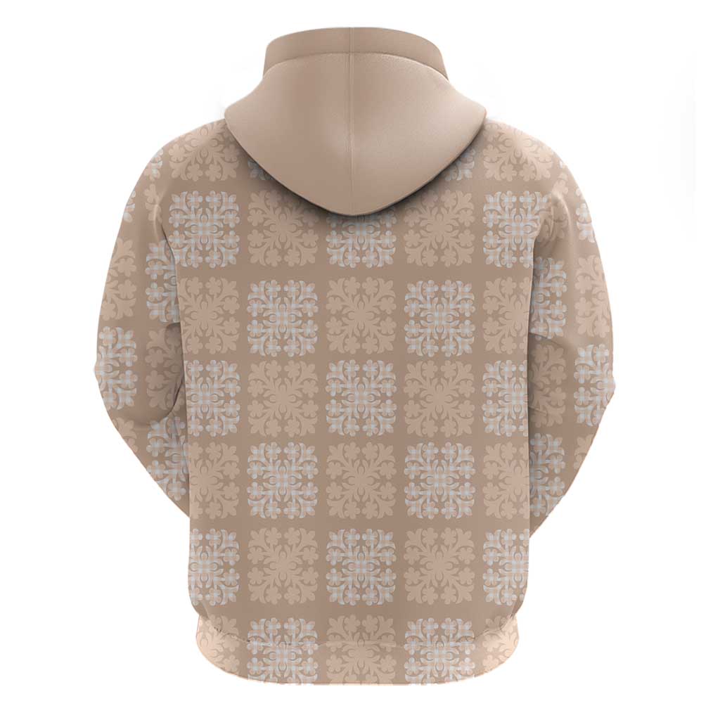 Beige Palaka Quilt Hawaii Hoodie Traditional Hawaii-plaid Pattern - Polynesian Pride