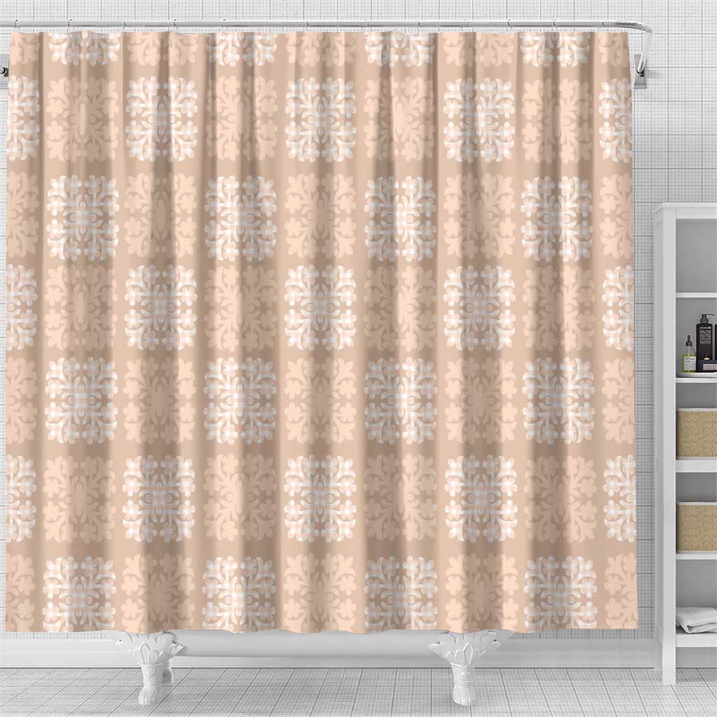 Beige Palaka Quilt Hawaii Shower Curtain Traditional Hawaii-plaid Pattern - Polynesian Pride