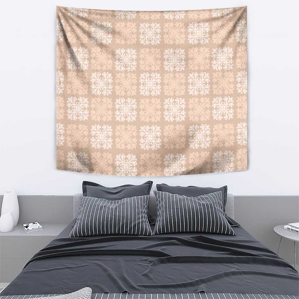 Beige Palaka Quilt Hawaii Tapestry Traditional Hawaii-plaid Pattern - Polynesian Pride