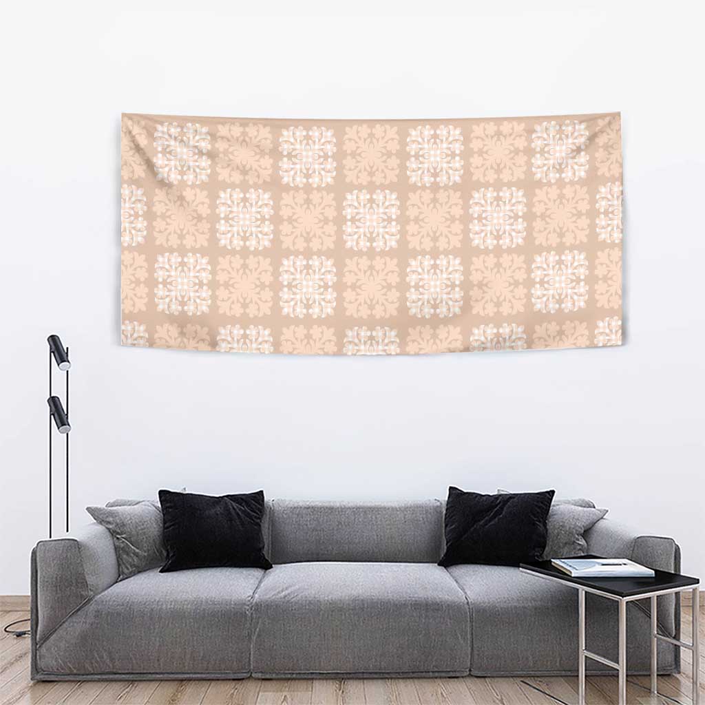 Beige Palaka Quilt Hawaii Tapestry Traditional Hawaii-plaid Pattern - Polynesian Pride