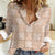 Beige Palaka Quilt Hawaii Women Casual Shirt Traditional Hawaii-plaid Pattern - Polynesian Pride
