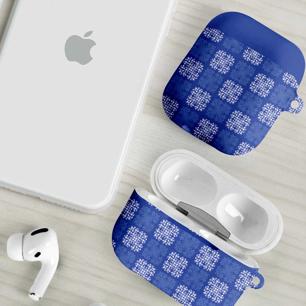 Royal Blue Palaka Quilt Hawaii AirPods Case Traditional Hawaii-plaid Pattern - Polynesian Pride