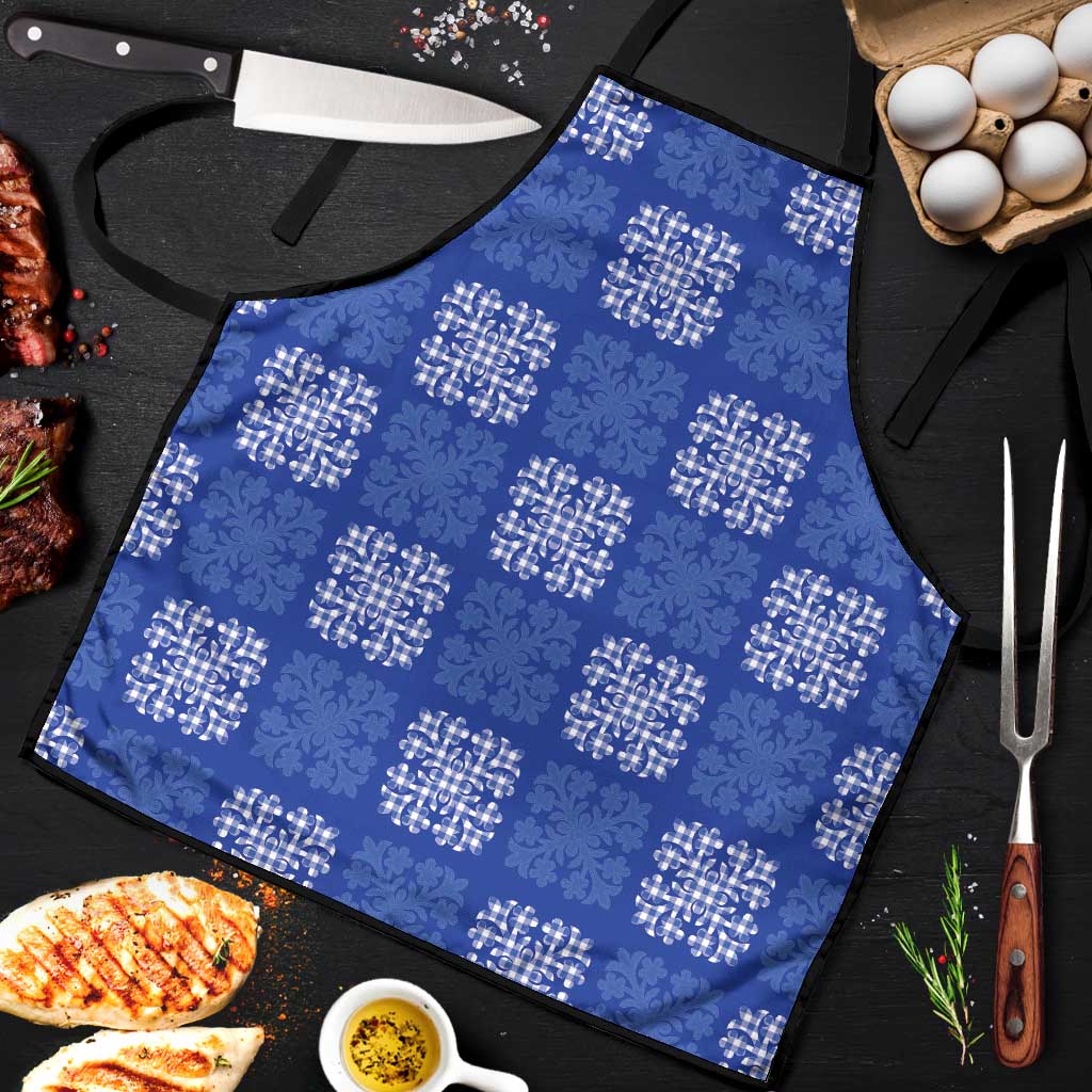 Royal Blue Palaka Quilt Hawaii Apron Traditional Hawaii-plaid Pattern - Polynesian Pride