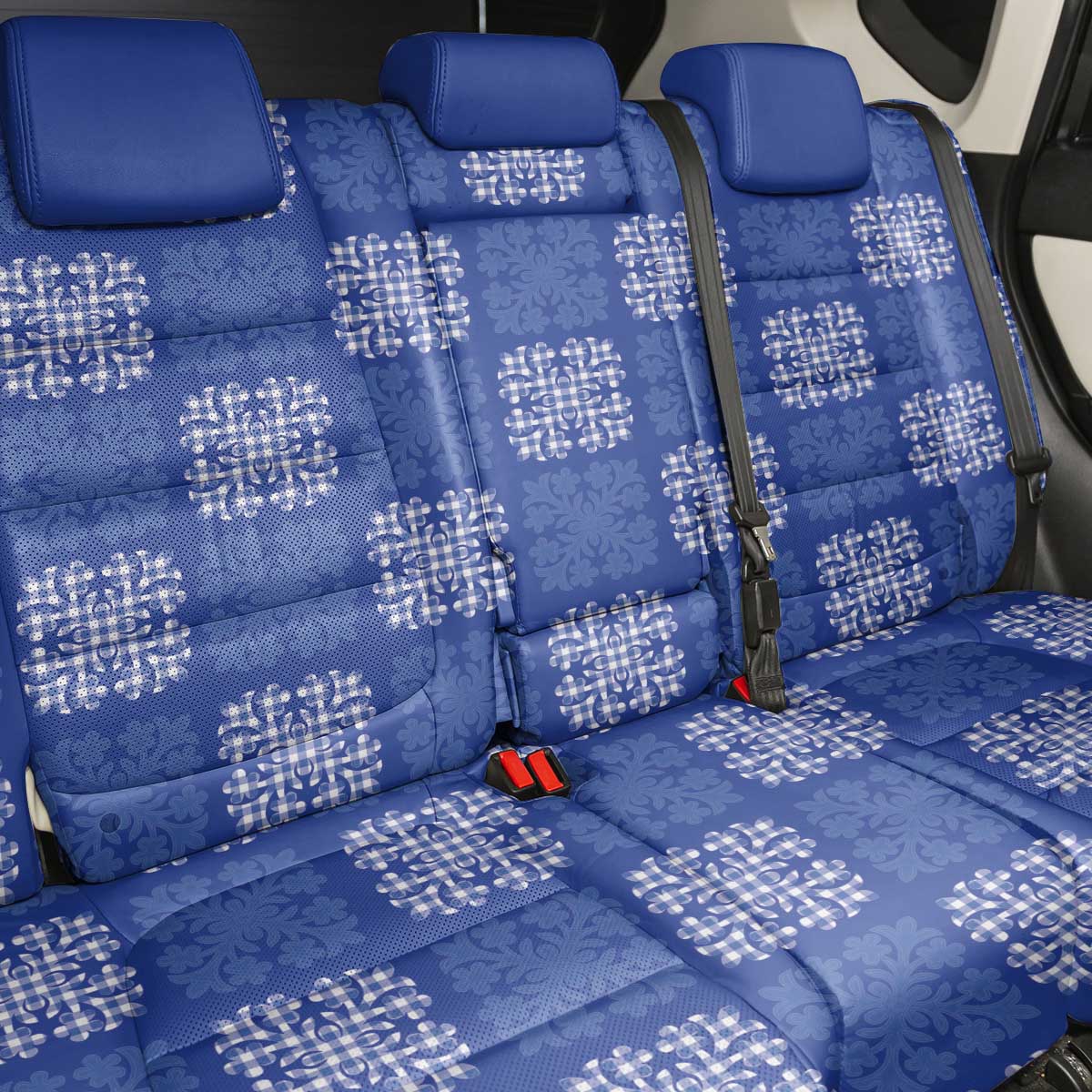 Royal Blue Palaka Quilt Hawaii Back Car Seat Cover Traditional Hawaii-plaid Pattern - Polynesian Pride