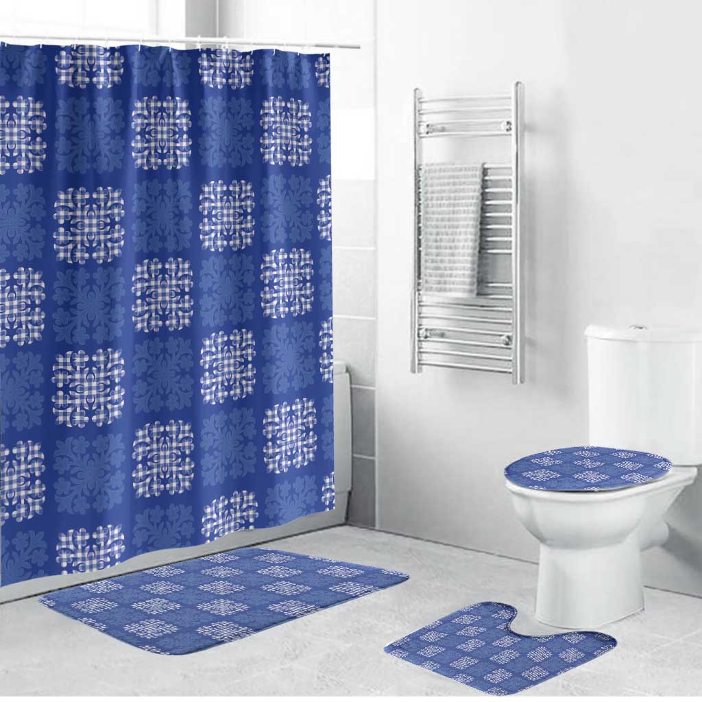 Royal Blue Palaka Quilt Hawaii Bathroom Set Traditional Hawaii-plaid Pattern - Polynesian Pride