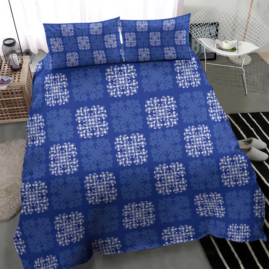 Royal Blue Palaka Quilt Hawaii Bedding Set Traditional Hawaii-plaid Pattern - Polynesian Pride