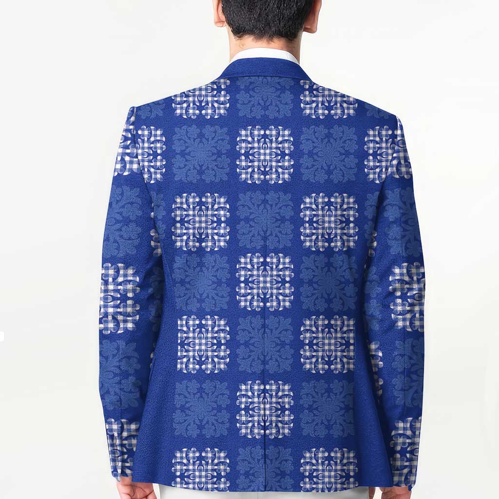 Royal Blue Palaka Quilt Hawaii Blazer Traditional Hawaii-plaid Pattern - Polynesian Pride