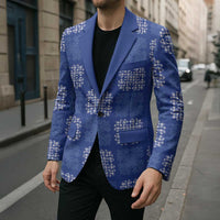 Royal Blue Palaka Quilt Hawaii Blazer Traditional Hawaii-plaid Pattern - Polynesian Pride