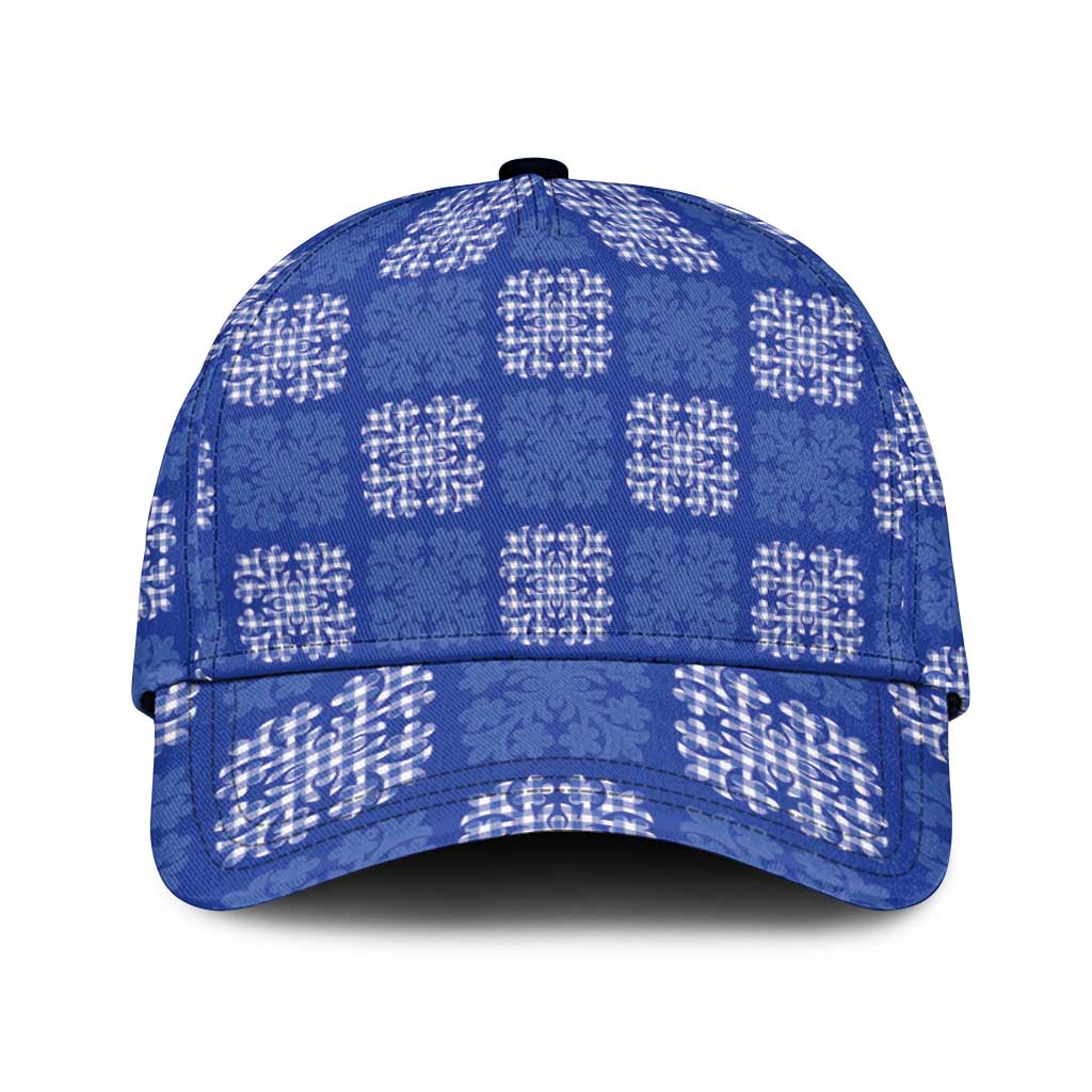 Royal Blue Palaka Quilt Hawaii Classic Cap Traditional Hawaii-plaid Pattern - Polynesian Pride
