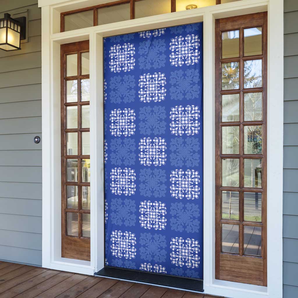 Royal Blue Palaka Quilt Hawaii Door Cover Traditional Hawaii-plaid Pattern - Polynesian Pride