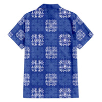 Royal Blue Palaka Quilt Hawaii Family Matching Off The Shoulder Long Sleeve Dress and Hawaiian Shirt Traditional Hawaii-plaid Pattern - Polynesian Pride