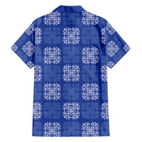 Royal Blue Palaka Quilt Hawaii Family Matching Off Shoulder Short Dress and Hawaiian Shirt Traditional Hawaii-plaid Pattern - Polynesian Pride