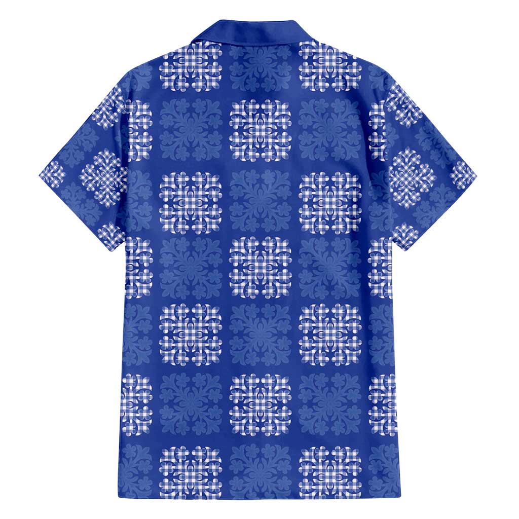 Royal Blue Palaka Quilt Hawaii Family Matching Puletasi and Hawaiian Shirt Traditional Hawaii-plaid Pattern - Polynesian Pride