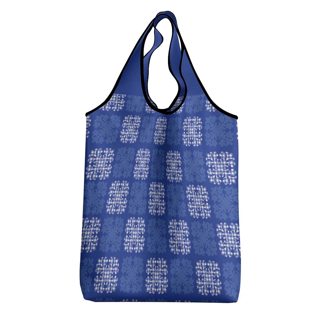 Royal Blue Palaka Quilt Hawaii Grocery Bag Traditional Hawaii-plaid Pattern - Polynesian Pride