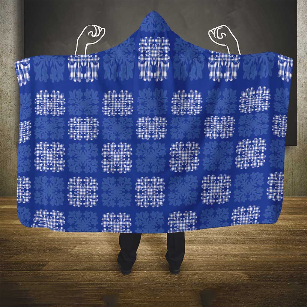 Royal Blue Palaka Quilt Hawaii Hooded Blanket Traditional Hawaii-plaid Pattern - Polynesian Pride