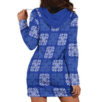 Royal Blue Palaka Quilt Hawaii Hoodie Dress Traditional Hawaii-plaid Pattern - Polynesian Pride