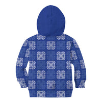 Royal Blue Palaka Quilt Hawaii Kid Hoodie Traditional Hawaii-plaid Pattern - Polynesian Pride