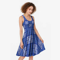 Royal Blue Palaka Quilt Hawaii Midi Dress Traditional Hawaii-plaid Pattern - Polynesian Pride