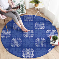 Royal Blue Palaka Quilt Hawaii Round Carpet Traditional Hawaii-plaid Pattern - Polynesian Pride