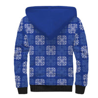 Royal Blue Palaka Quilt Hawaii Sherpa Hoodie Traditional Hawaii-plaid Pattern - Polynesian Pride