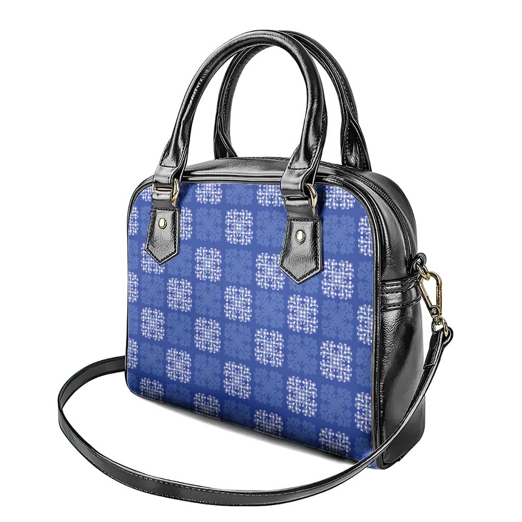 Royal Blue Palaka Quilt Hawaii Shoulder Handbag Traditional Hawaii-plaid Pattern - Polynesian Pride