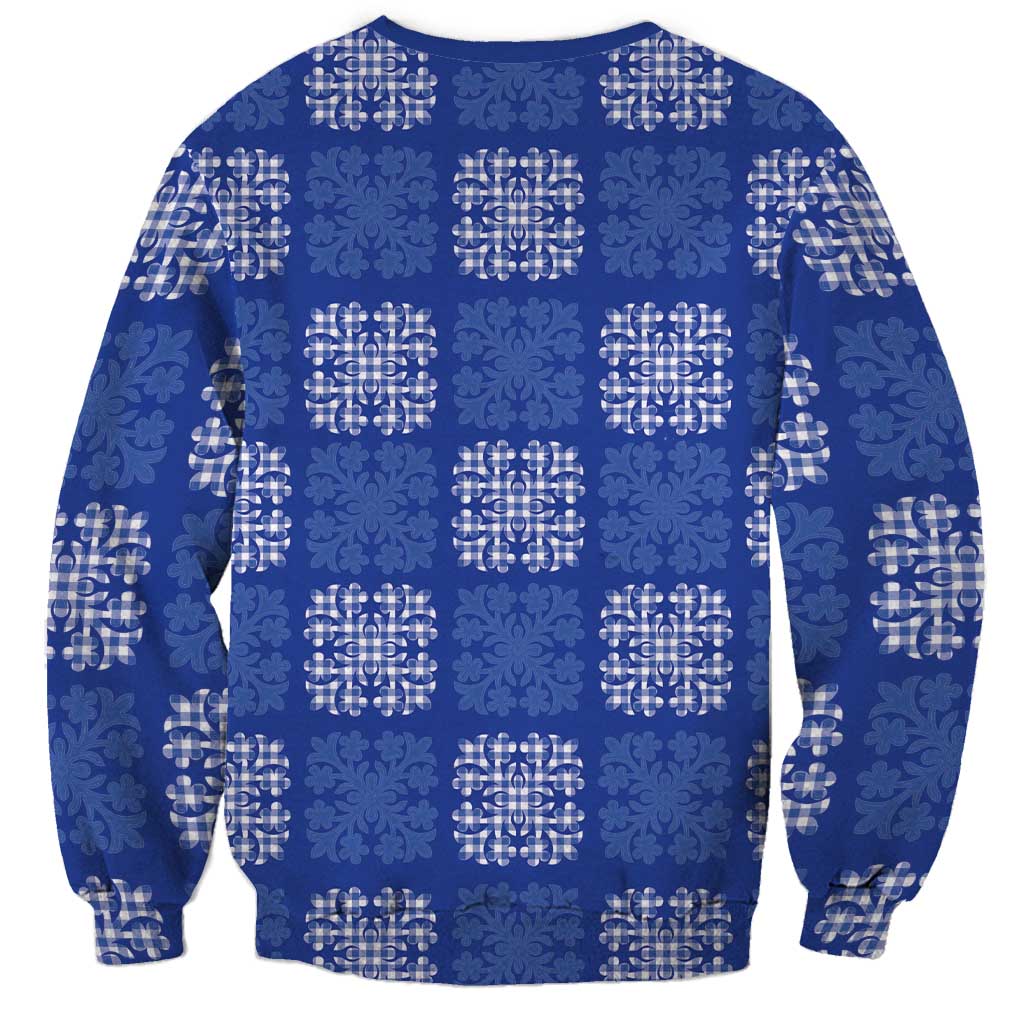 Royal Blue Palaka Quilt Hawaii Sweatshirt Traditional Hawaii-plaid Pattern - Polynesian Pride