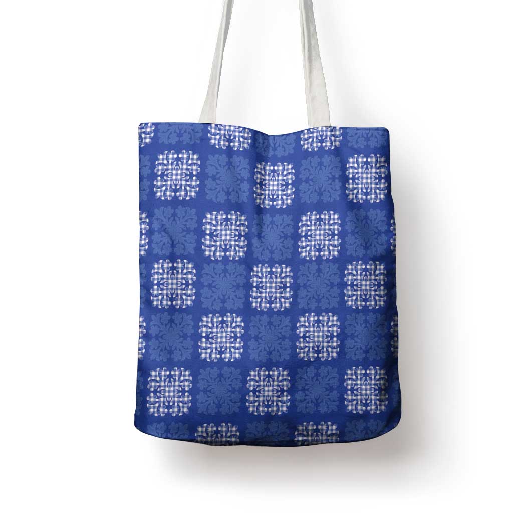 Royal Blue Palaka Quilt Hawaii Tote Bag Traditional Hawaii-plaid Pattern - Polynesian Pride