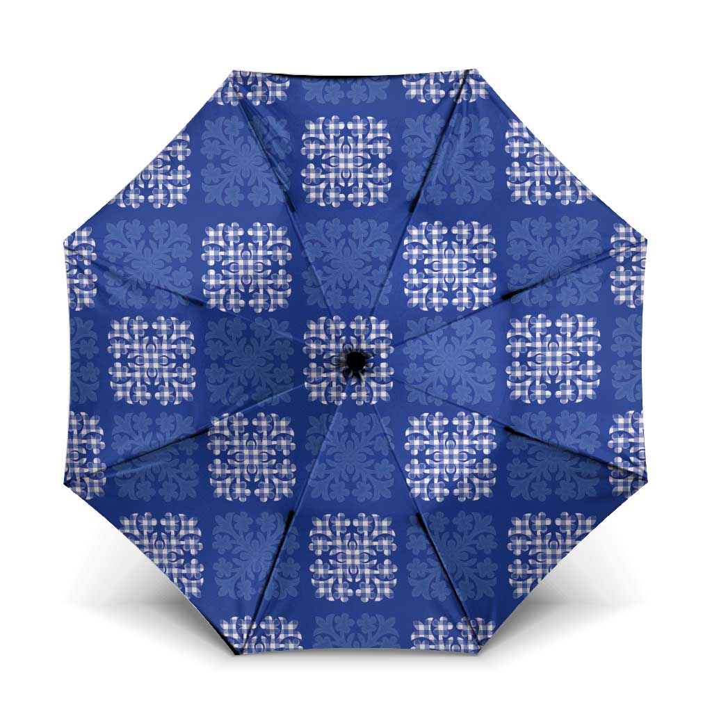 Royal Blue Palaka Quilt Hawaii Umbrella Traditional Hawaii-plaid Pattern - Polynesian Pride