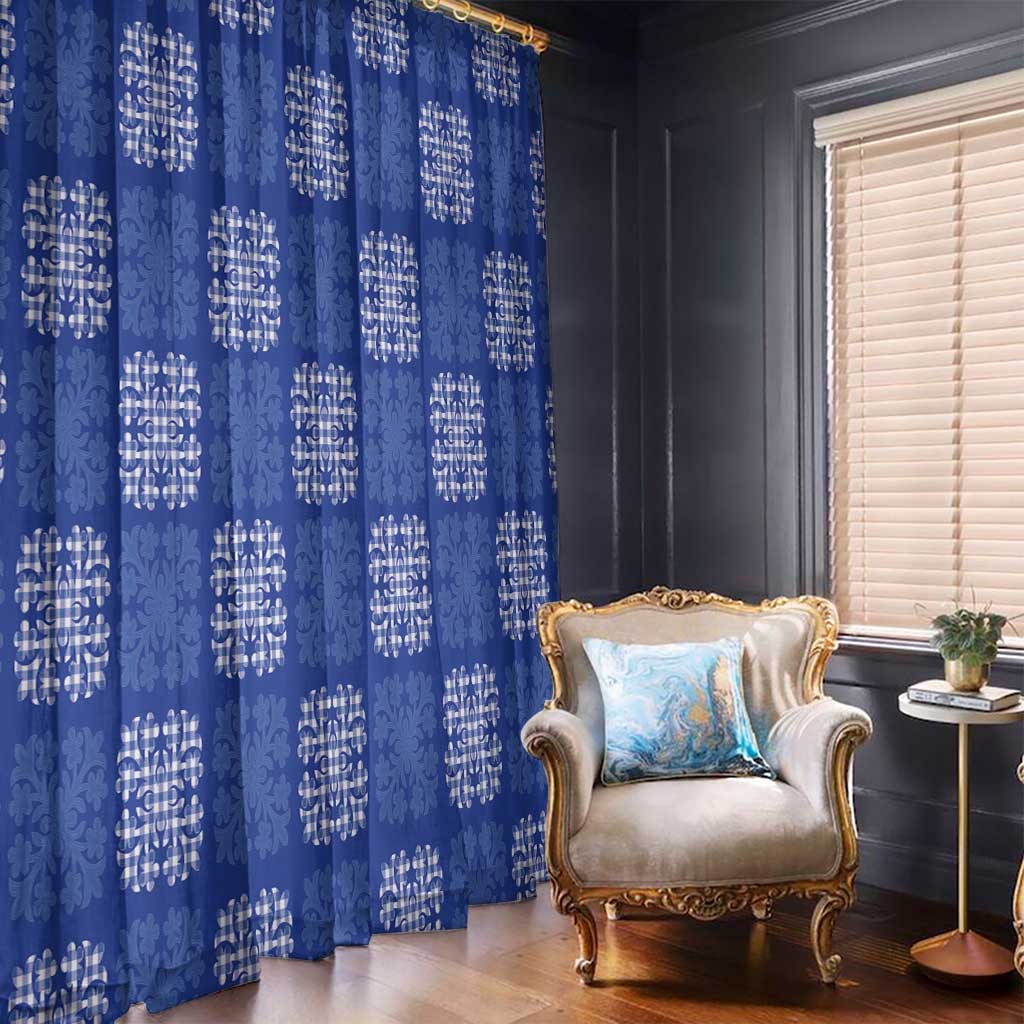 Royal Blue Palaka Quilt Hawaii Window Curtain Traditional Hawaii-plaid Pattern - Polynesian Pride
