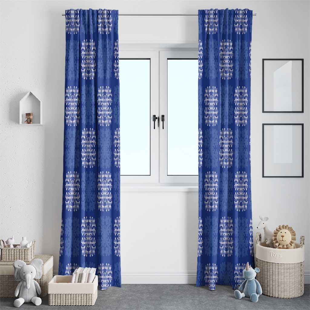 Royal Blue Palaka Quilt Hawaii Window Curtain Traditional Hawaii-plaid Pattern - Polynesian Pride