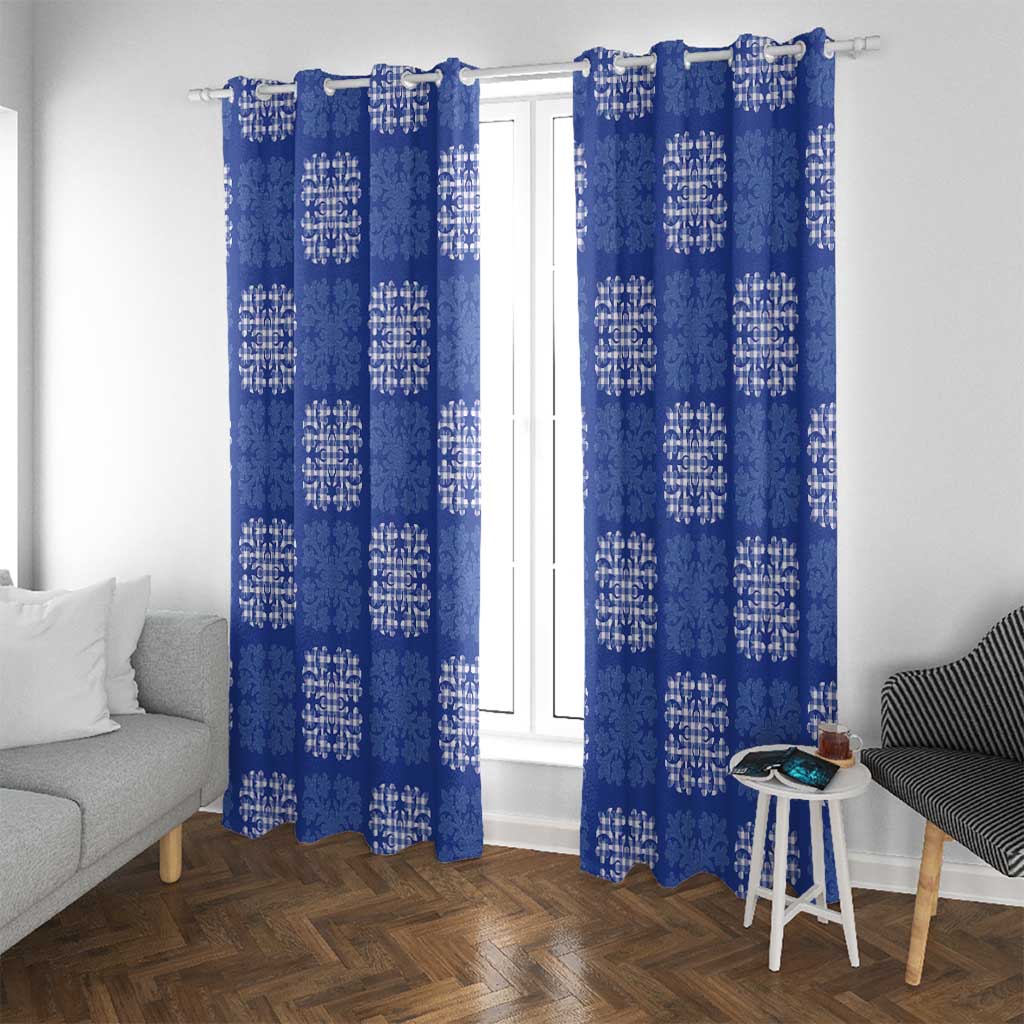 Royal Blue Palaka Quilt Hawaii Window Curtain Traditional Hawaii-plaid Pattern - Polynesian Pride