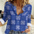 Royal Blue Palaka Quilt Hawaii Women Casual Shirt Traditional Hawaii-plaid Pattern - Polynesian Pride