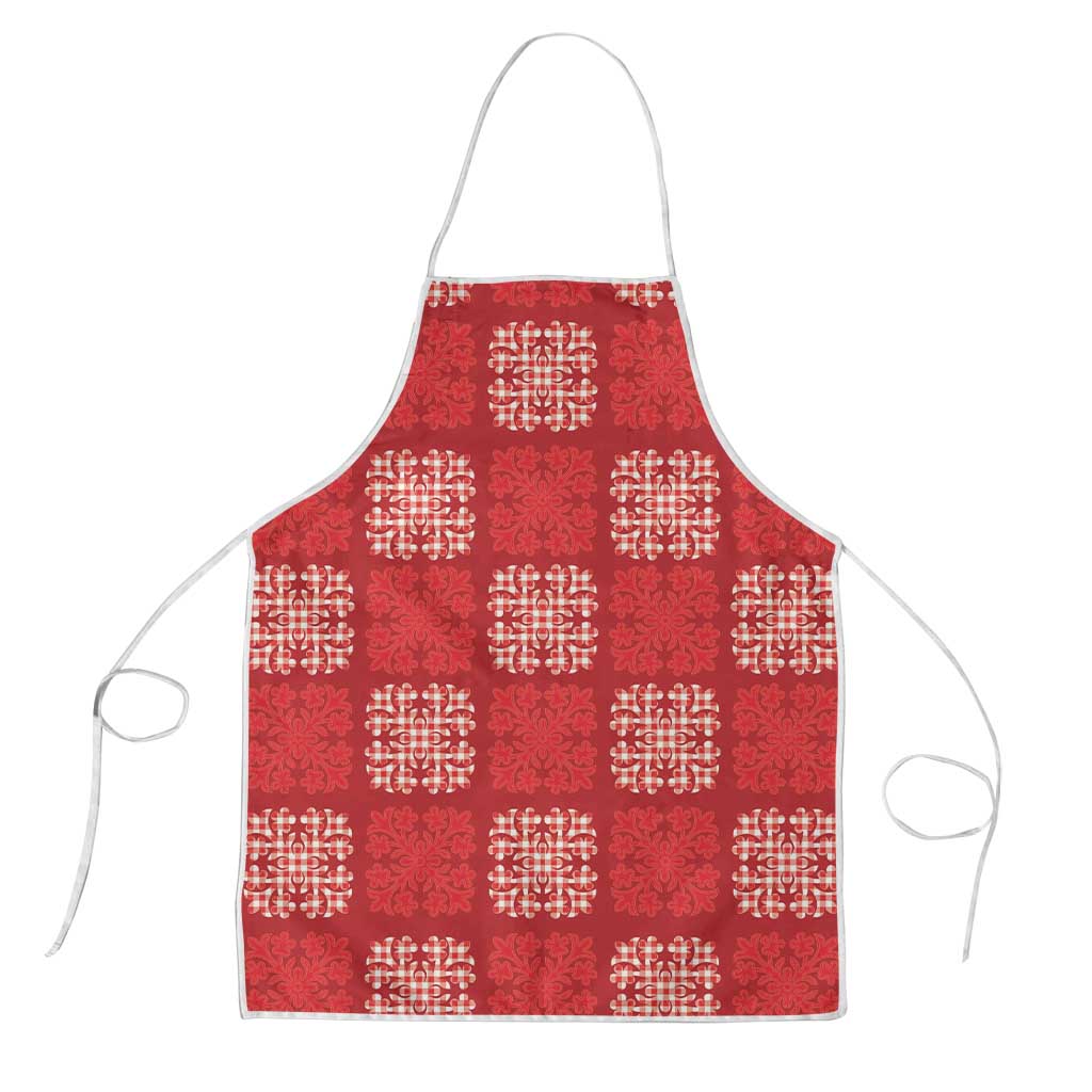 Red Palaka Quilt Hawaii Apron Traditional Hawaii-plaid Pattern - Polynesian Pride
