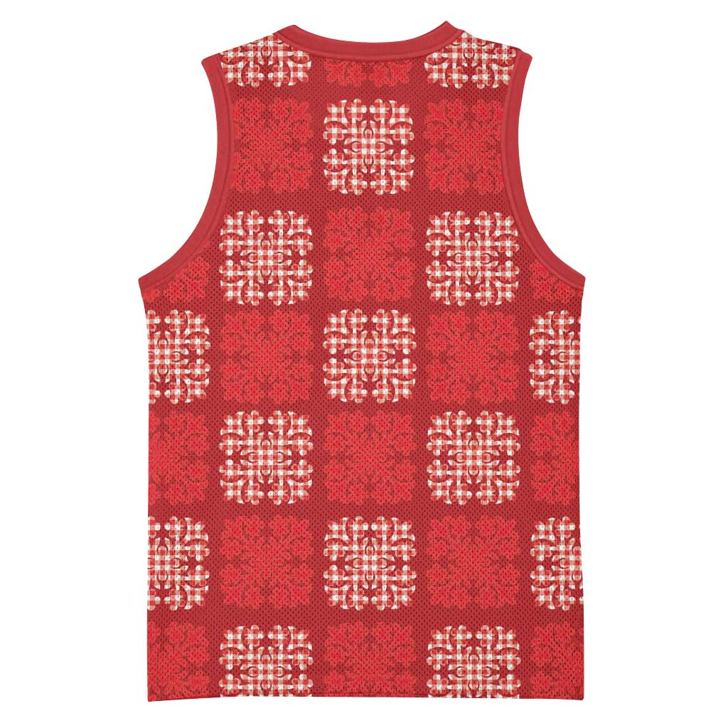 Red Palaka Quilt Hawaii Basketball Jersey Traditional Hawaii-plaid Pattern - Polynesian Pride
