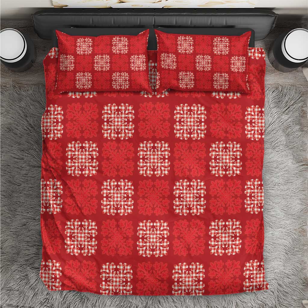 Red Palaka Quilt Hawaii Bedding Set Traditional Hawaii-plaid Pattern - Polynesian Pride