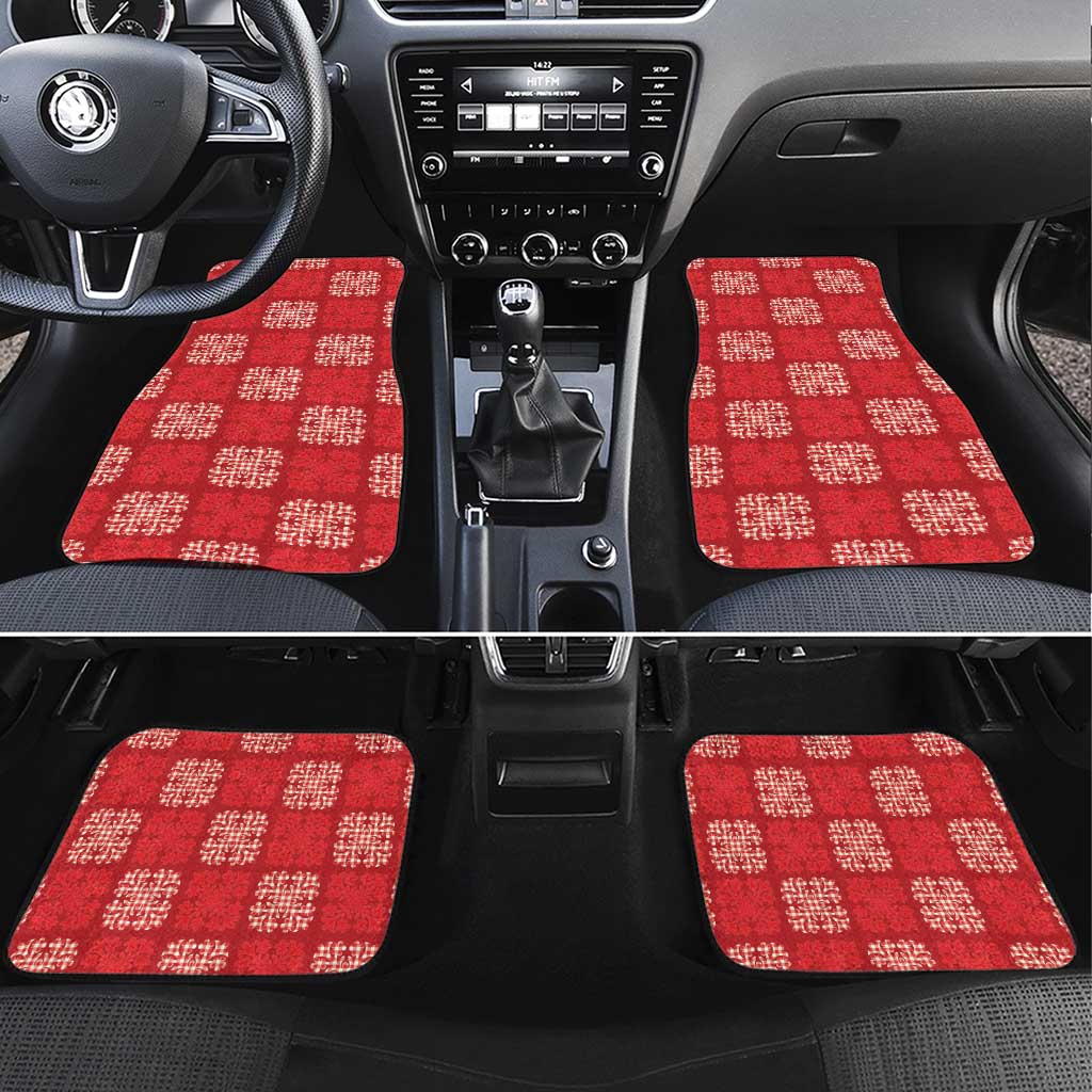 Red Palaka Quilt Hawaii Car Mats Traditional Hawaii-plaid Pattern - Polynesian Pride